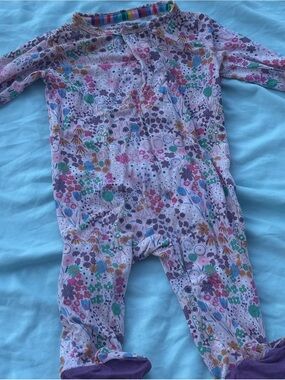 Magnetic Me Pink Floral One-Piece Footie with Purple Accents Newborn